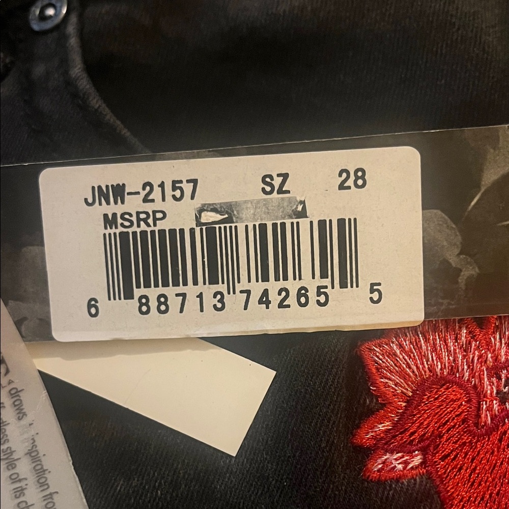 Grace Dark Jeans with Floral Red Accents - Picture 6 of 6